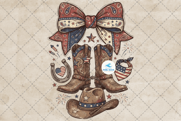 Celebrate Freedom with a Vintage Patriotic Cowgirl Western PNG