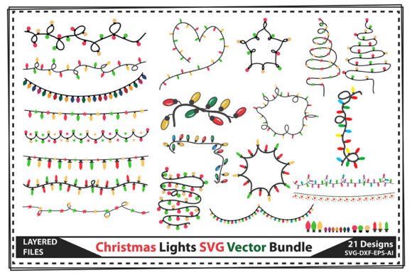 Christmas Lights SVG Vector Bundle: 21 Festive Elements