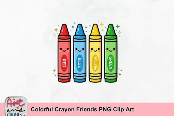 Colorful Crayon Friends PNG Clip Art: A Playful Design Asset