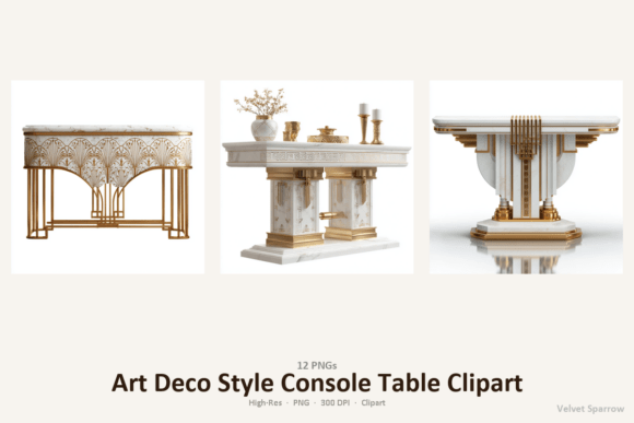 Elevate Your Projects with Art Deco Style Console Table Clipart