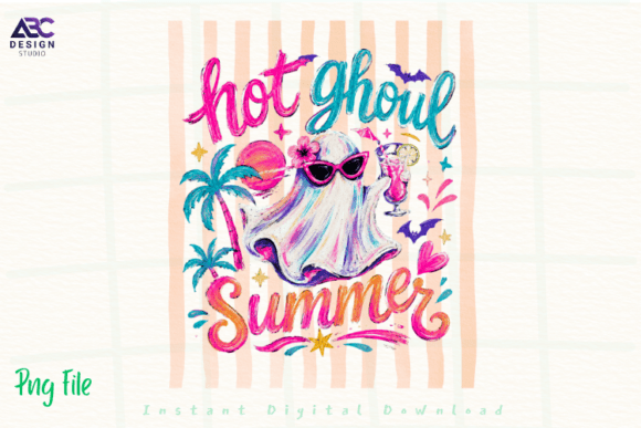 Hot Ghoul Summer: A Retro Pastel Ghost PNG for Spooky-Sunshine Vibes