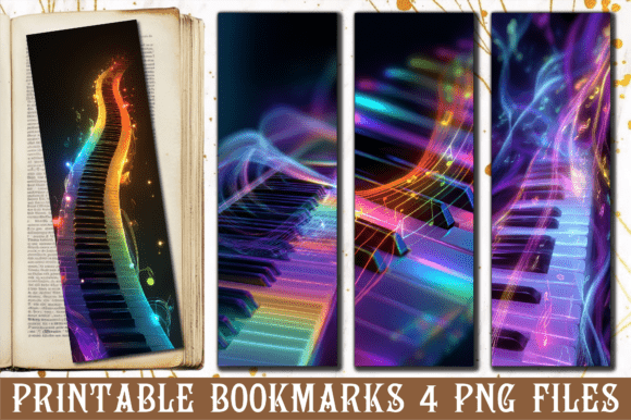 Neon Vibrance: The Rainbow Piano Keys Art Bookmark
