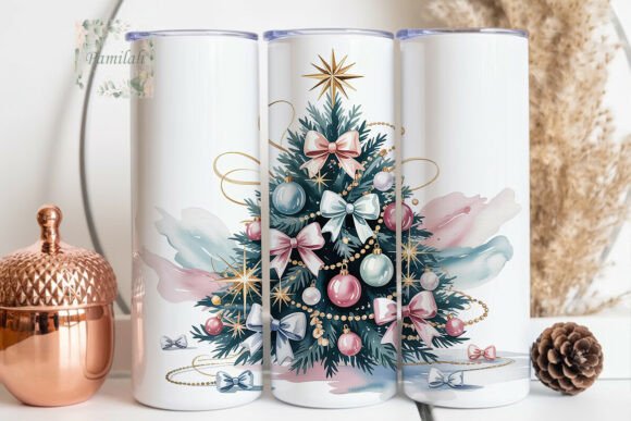 Pastel Christmas Tree 20oz Tumbler Wrap: A Modern Holiday Accent