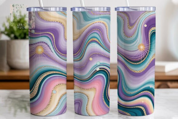Pastel Glitter Marble 20oz Tumbler Wrap: A Digital Design Asset