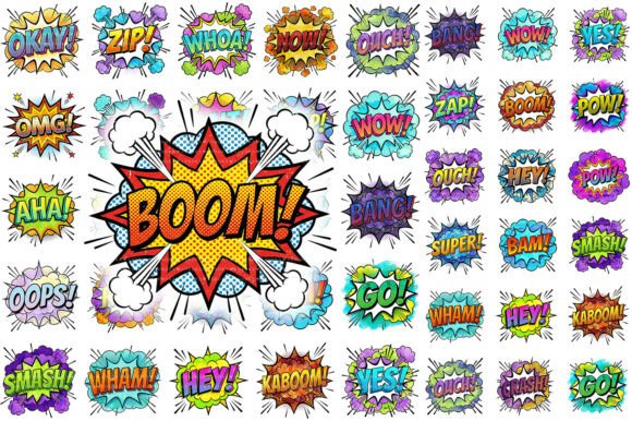 Retro Comic Book Speech Bubbles PNG: A Bold Graphic Asset
