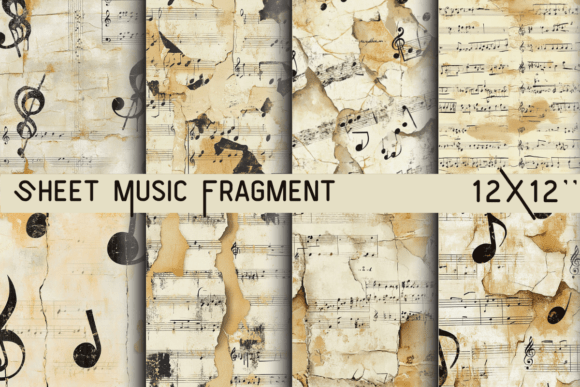 Sheet Music Fragment Wallpaper: Vintage Musical Notes & Artistic Scrapbook Backgrounds