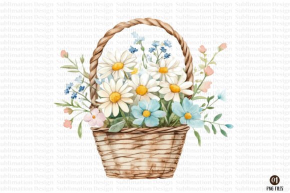 Watercolor Spring Flower Basket Clipart: Your Seasonal Design Essential