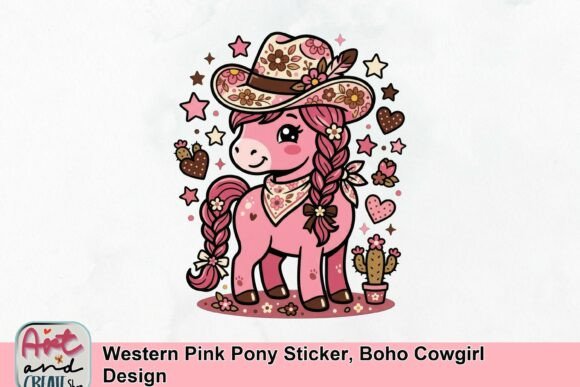 Western Pink Pony Sticker: A Boho Cowgirl Design