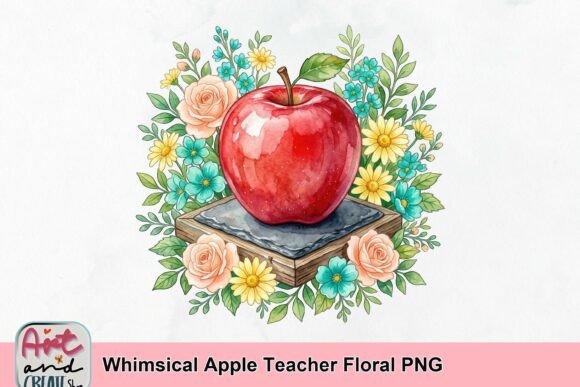 Whimsical Apple Teacher Floral PNG: A Fresh Take on Educational Design